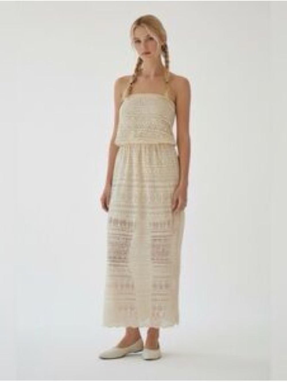 S-TWELVE | Strapless Cream Crochet Lace Jumpsuit SZ Medium